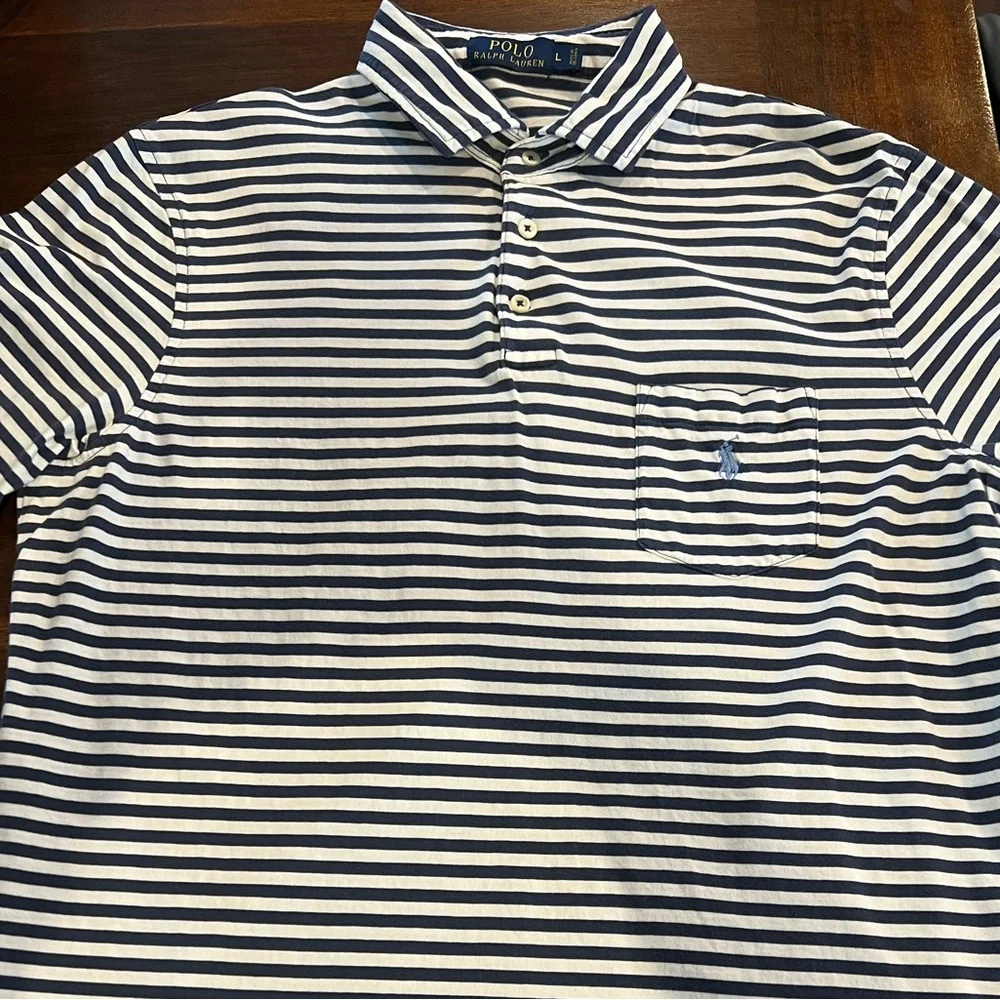 Polo Golf - Blue and White striped short sleeve polo - Picture 1 of 1